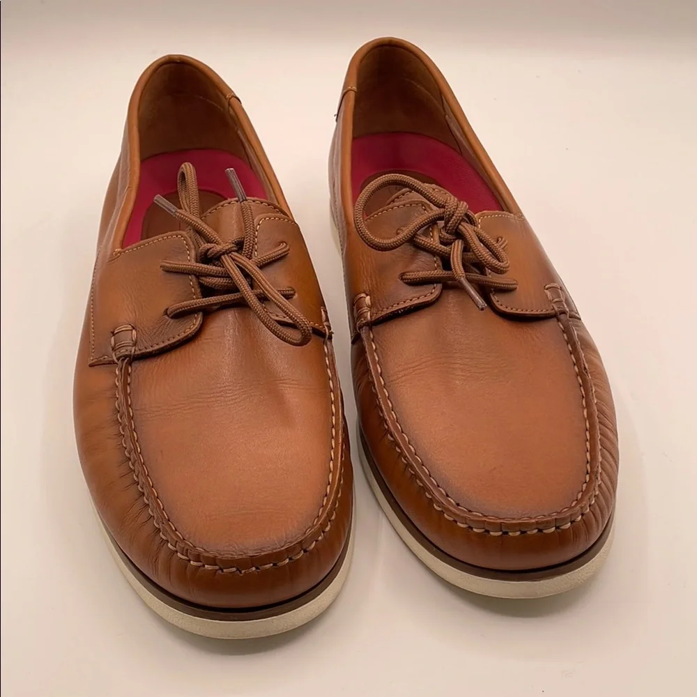 Section X Brown Leather Boat Shoes Classic Moccasin Tie Style Size 13